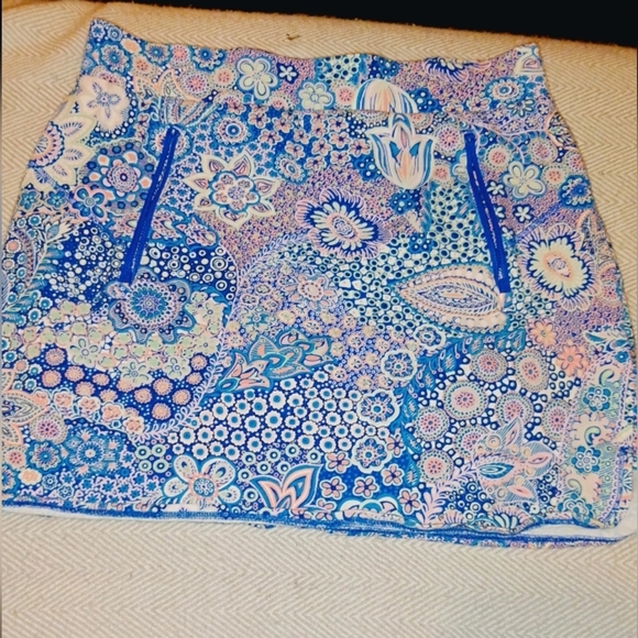 Talbots Blue And Pink A Line Golf Skirt With A Floral And Paisley Design. Size M - Picture 1 of 8